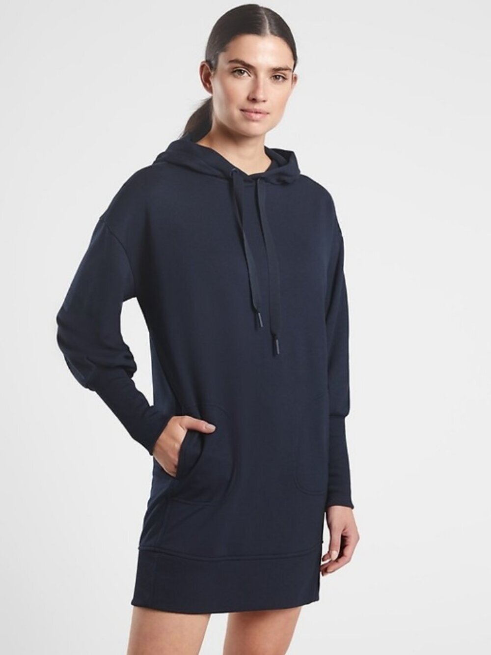 New Athleta Mala Navy Blue Hoodie Dress